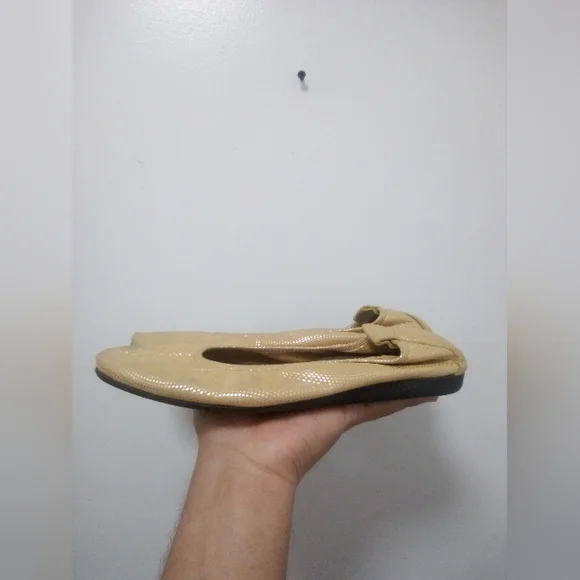 ARCHE France Metallic Gold Ballerina Ballet Flats Sz 39/8 Women - Picture 4 of 8